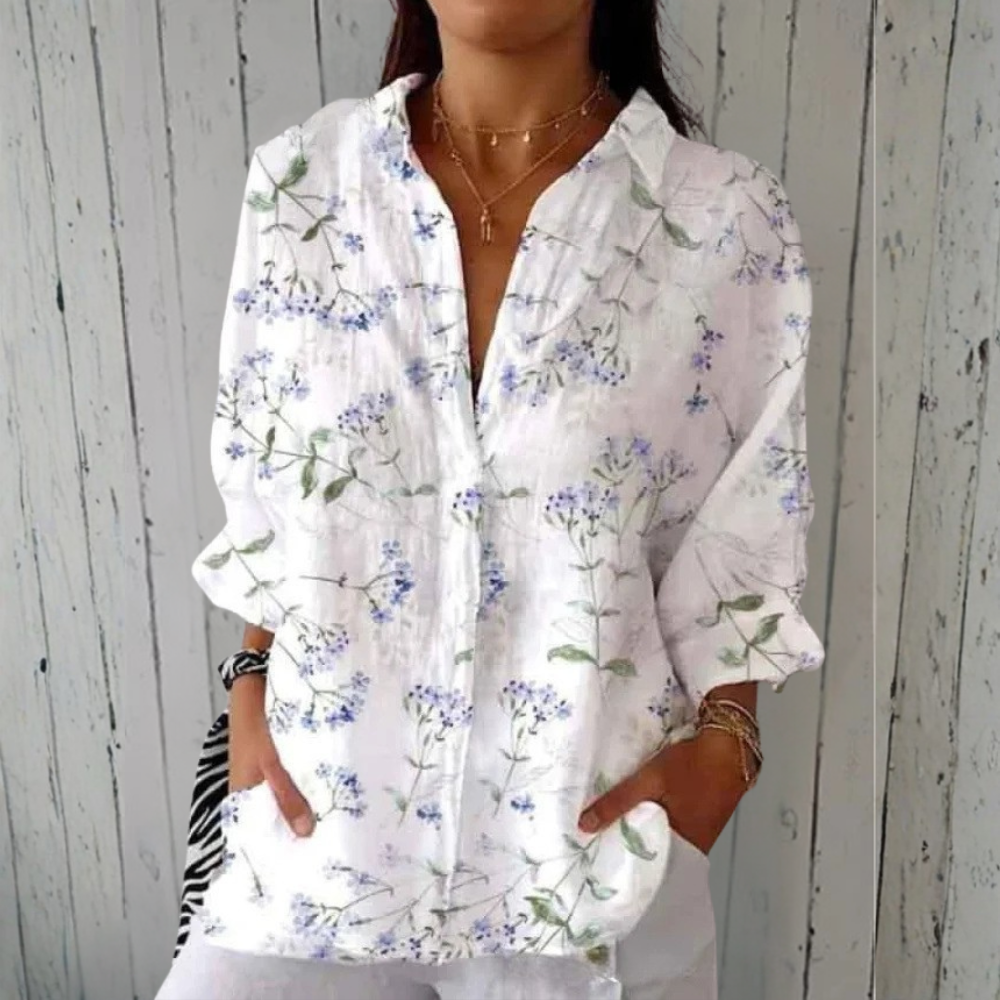 LInda | White Flower Blouse