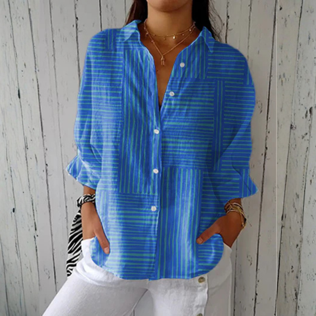 Amy | Azure Stripe Blouse