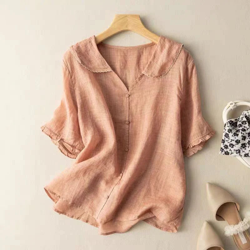 Selena™ Cotton Short Sleeve Blouse
